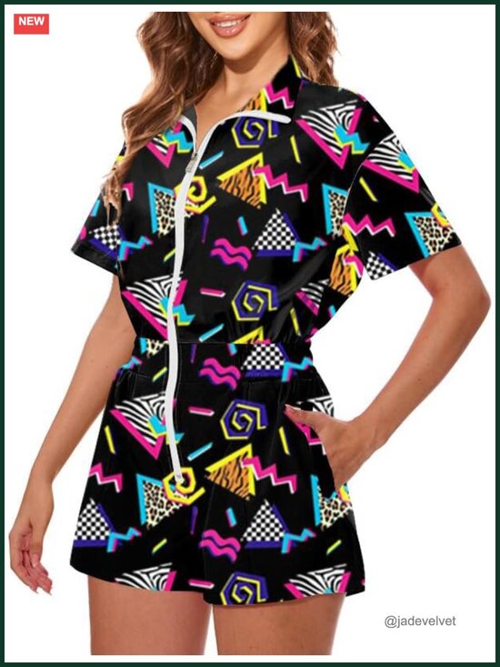 Pants - 80s 90s Retro Jumpsuit Costume One Piece Track Suit Party Workout